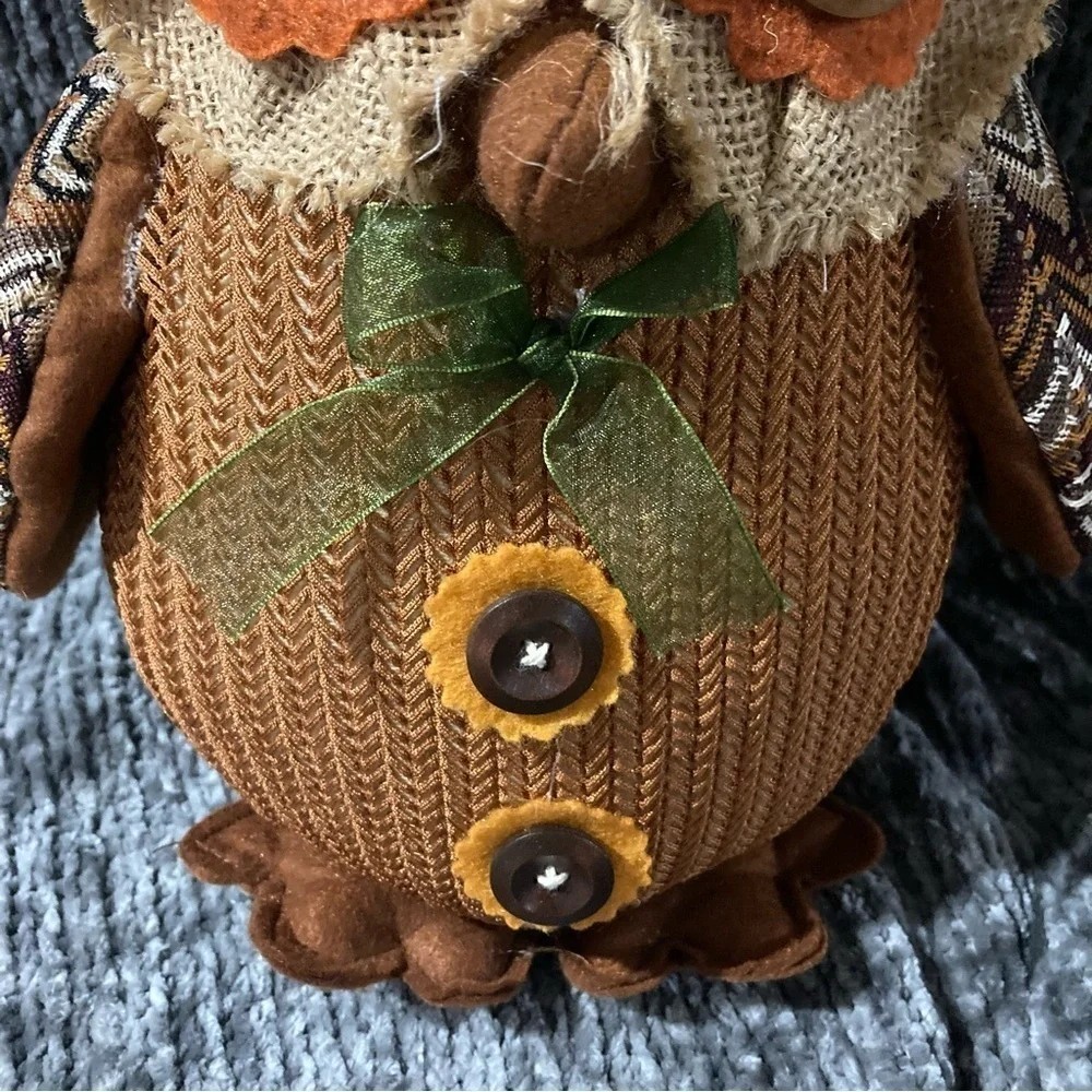 Fall Decor Scarecrow Owl Stuffed Slightly Weighted